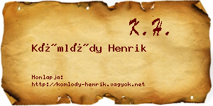 Kömlődy Henrik névjegykártya